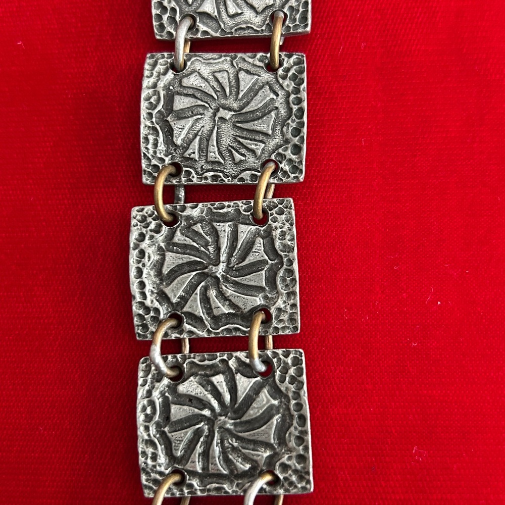 1960s brutalist pewter bracelet created by designer Robert Larin